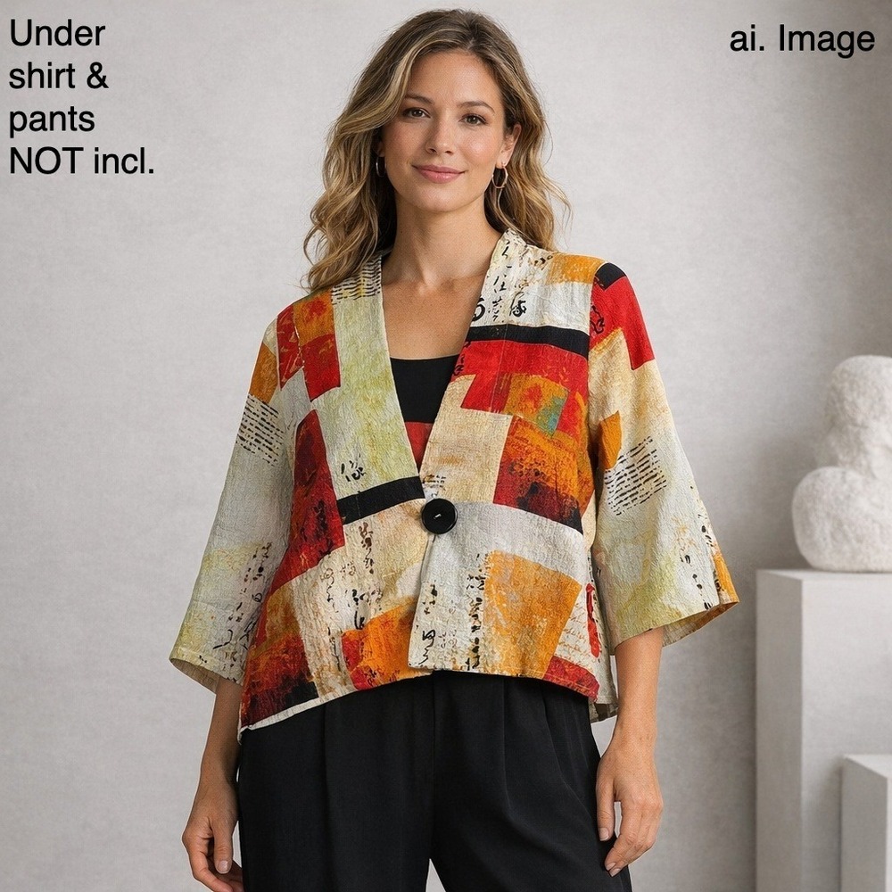 Moonlight Y&S Fashion Designs Women Sm. Kimono Style Jacket Abstract Boho Artsy‎